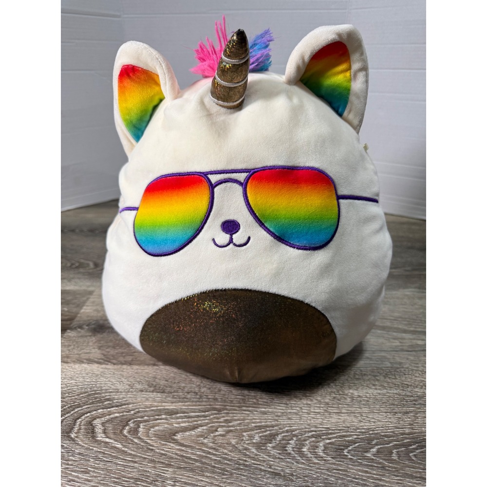 Squishmallows Unicorn Rainbow Sunglasses Plush 12" Chrissy, the Pride Dogicorn